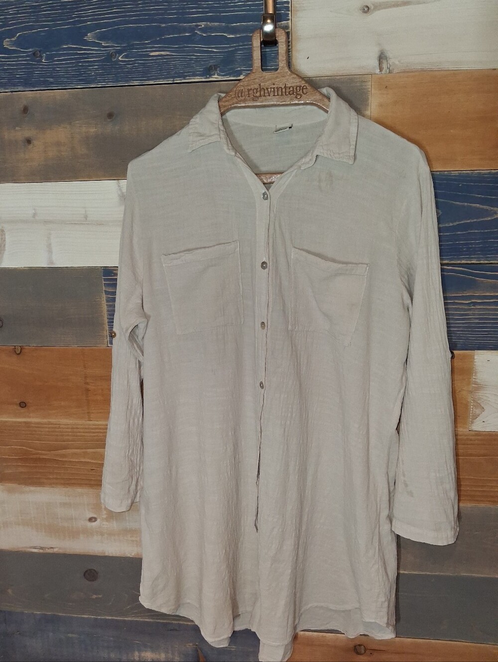 Blanco By Nature Cabana Dress Shirt Linen XL - Picture 3 of 7